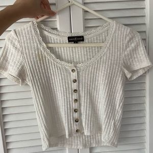 White Semi Cropped T-shirt